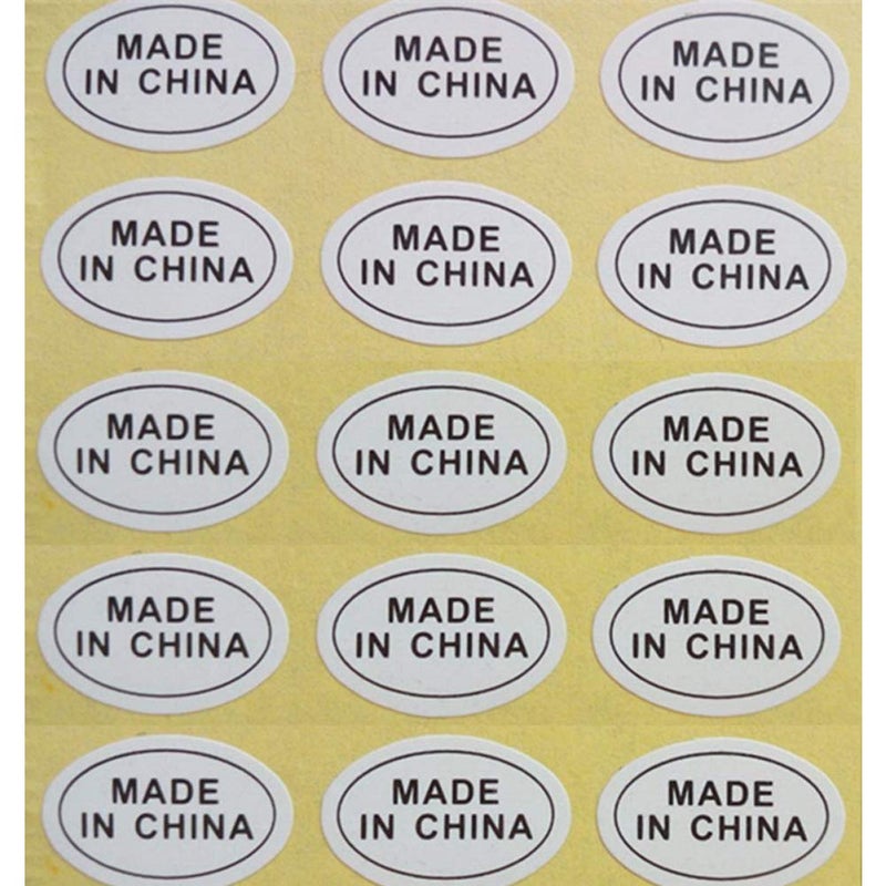 lasenersm 1200 Pieces (8 Sheetsï¼‰13mm x 9mm Oval "Made in China" Stickers Easy Peel Pre-Separated Self Adhesive Labels Show Country of Origin on China Imported Products, White Background Black Word - Image 1